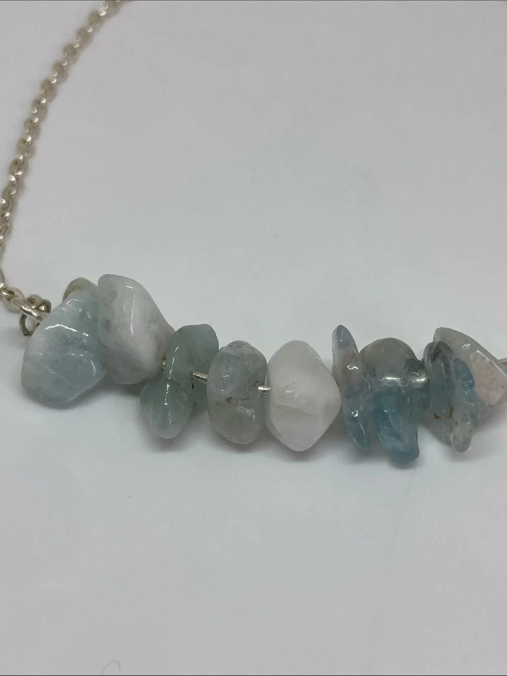 Delicate Aquamarine Chip Anklet - Light Blue Stone Chain
